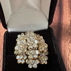 Elegant Gold plated over silver Floral Cluster Ring